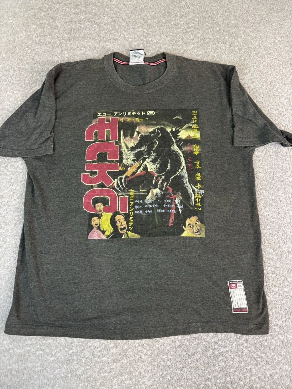 Rare Vintage 90s Ecko Complex Chinese Godzilla Graffiti T-Shirt Sz XL