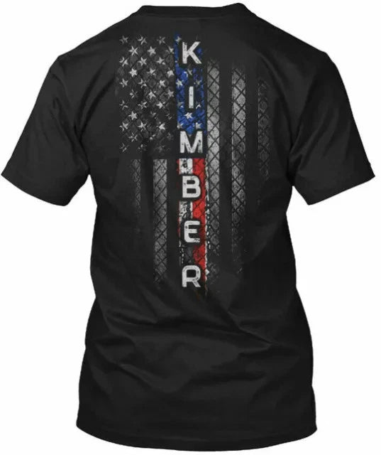 Fashionable Kimber Family American Flag Crew neck Made in USA Tee S-3XL