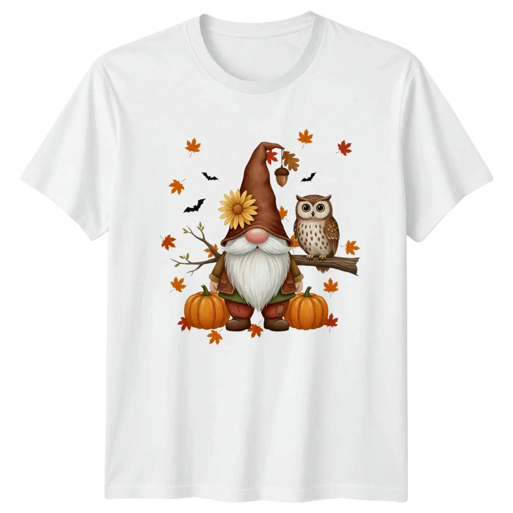 Cute Autumn Gnome With Owl T-Shirt Gnome Harvest Fall Autumn