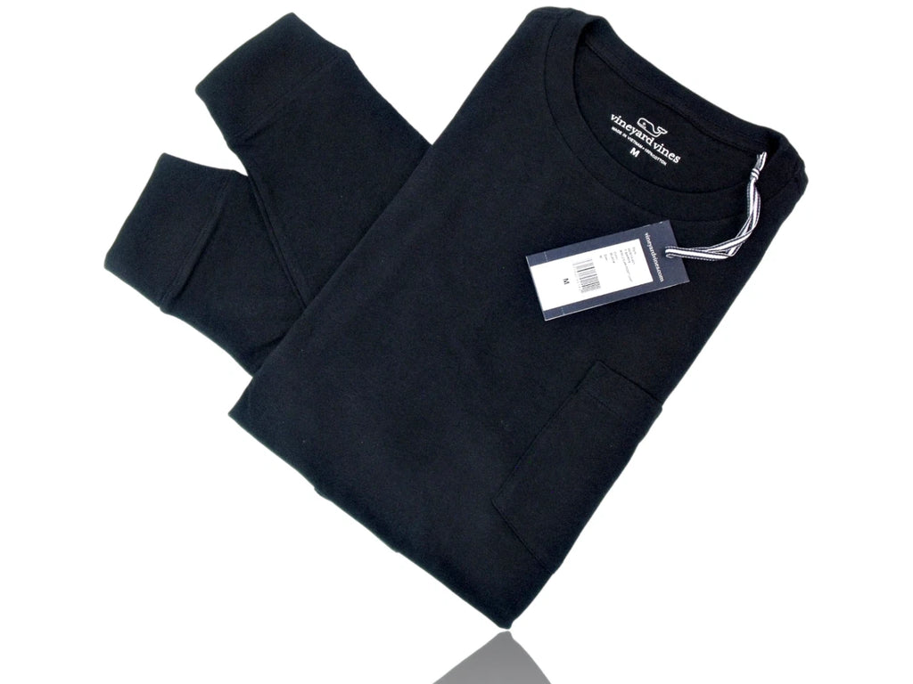 Vineyard Vines Long Sleeve T-Shirt Men's Medium Front Pocket Black, Cotton, New
