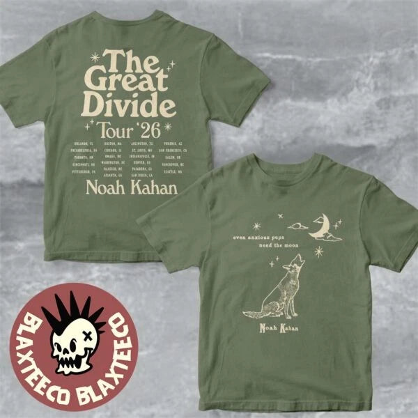 Noah Kahan The Great Divide Tour 2026 North America Orbiter Howling Pup T-Shirt