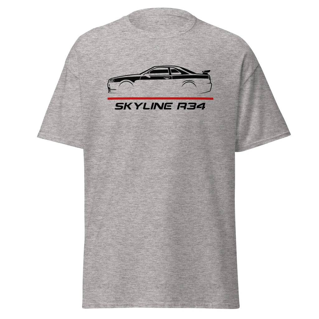 Skyline R34 Twin Turbo RB26DETT JDM Heavyweight Style Graphic T-Shirt Gift