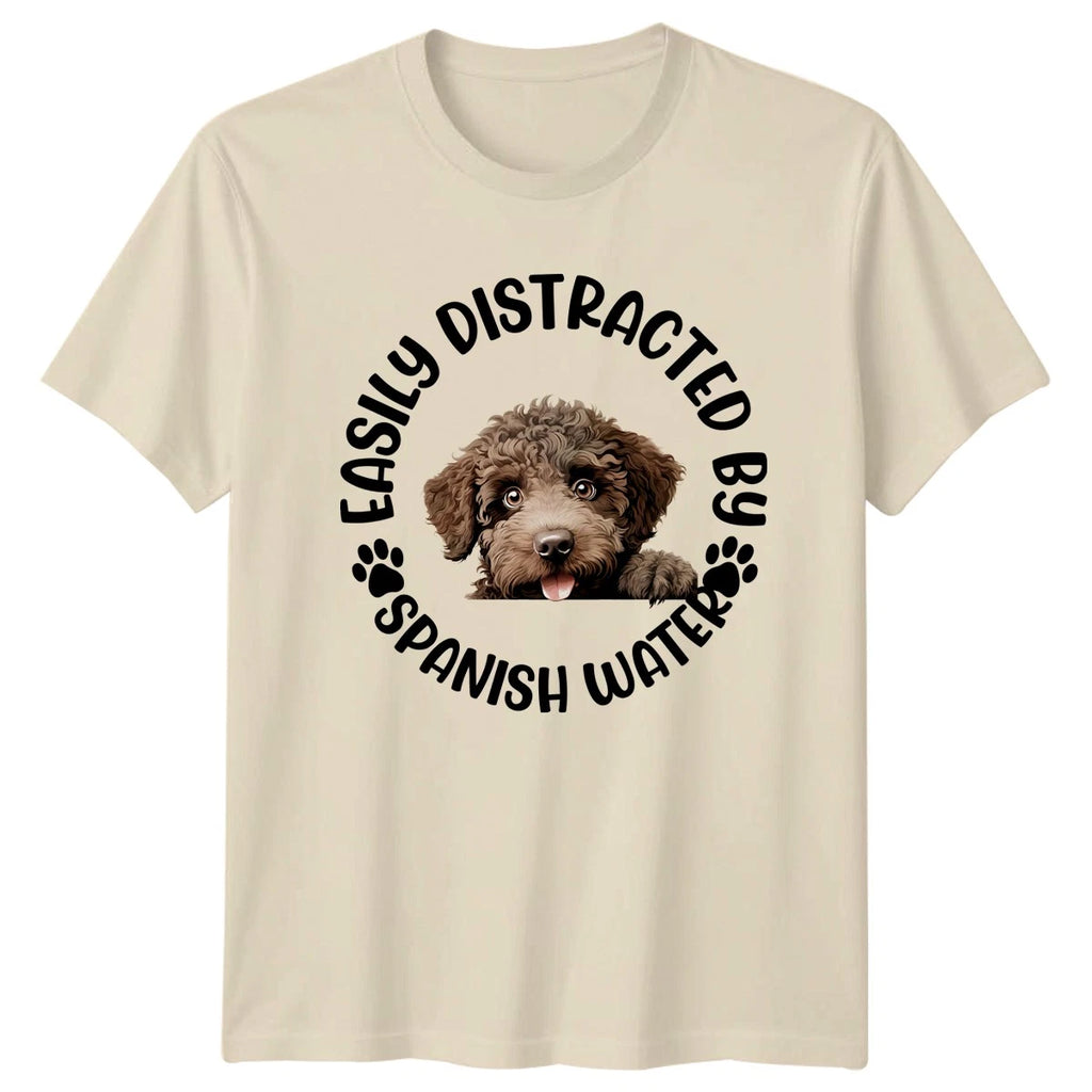 Easily Distracted Spanish Water Dogs Mens TShirt Womens Tee Graphic Unisex