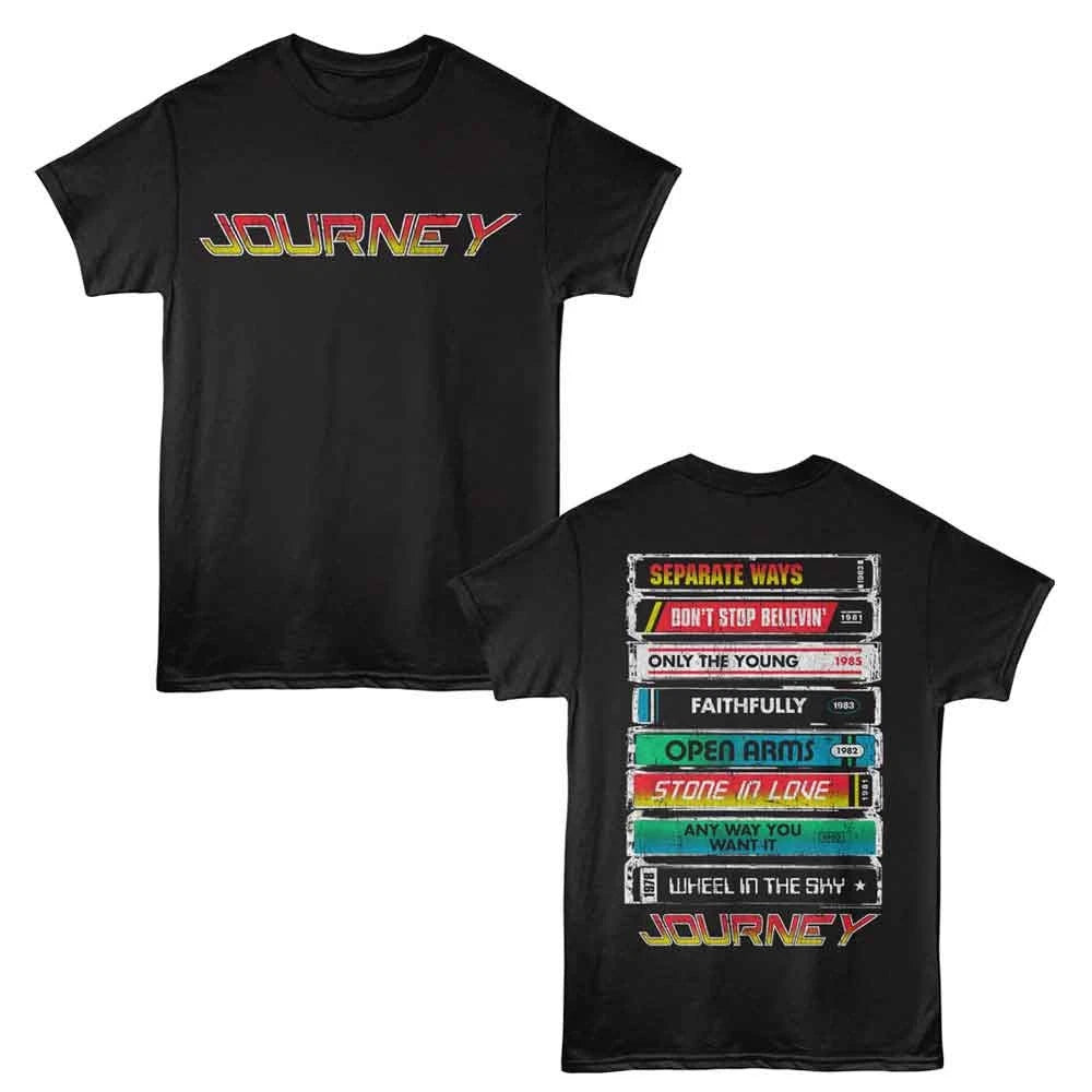 Journey - Song Cassettes - American Classics - Black 2-Sided Print Adult Short S