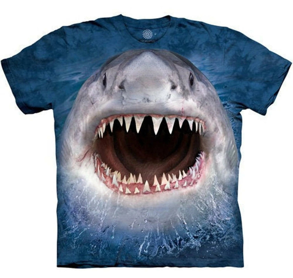 Wicked Nasty Shark Teeth Jaws Blue Aquatic Fish Tank The Mountain T-Shirt S-4X