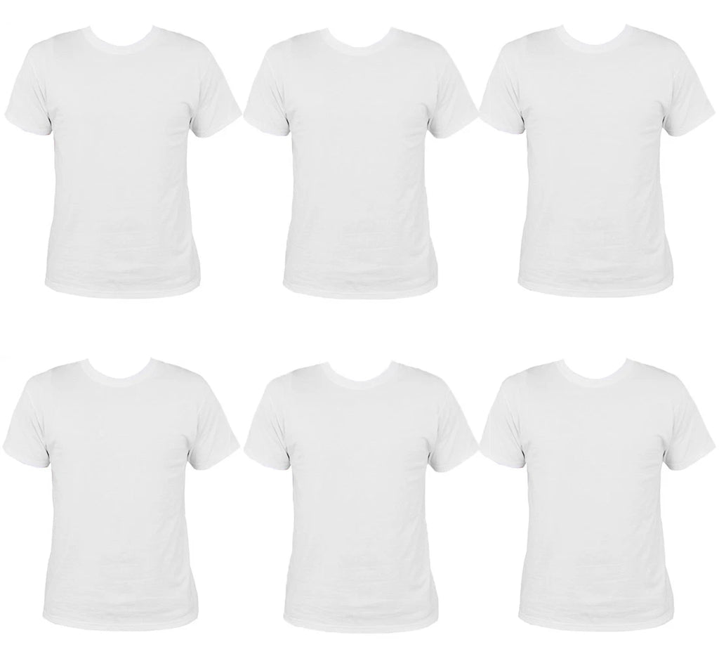 PACK OF 6 MENS WHITE CREW NECK T-SHIRT 100% COTTON ADULT FASHION SUMMER S-XXL