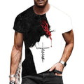 T-Shirt Men Short Sleeve Jesus Cross Christian Black White Print T Shirt Tee Top