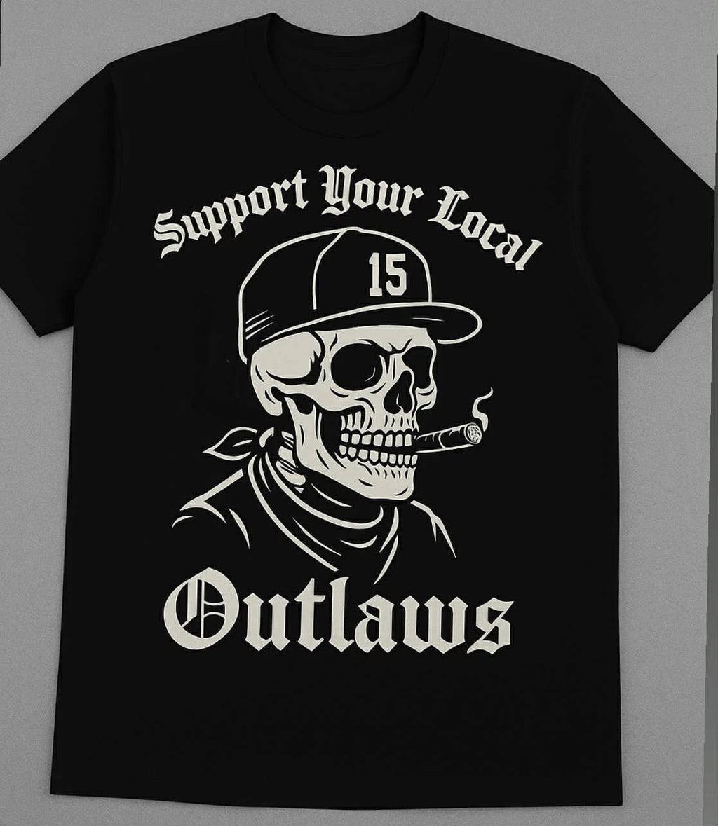 Outllaw Support your local outlaws Biker Motorcycle MC T shirt 15 hat