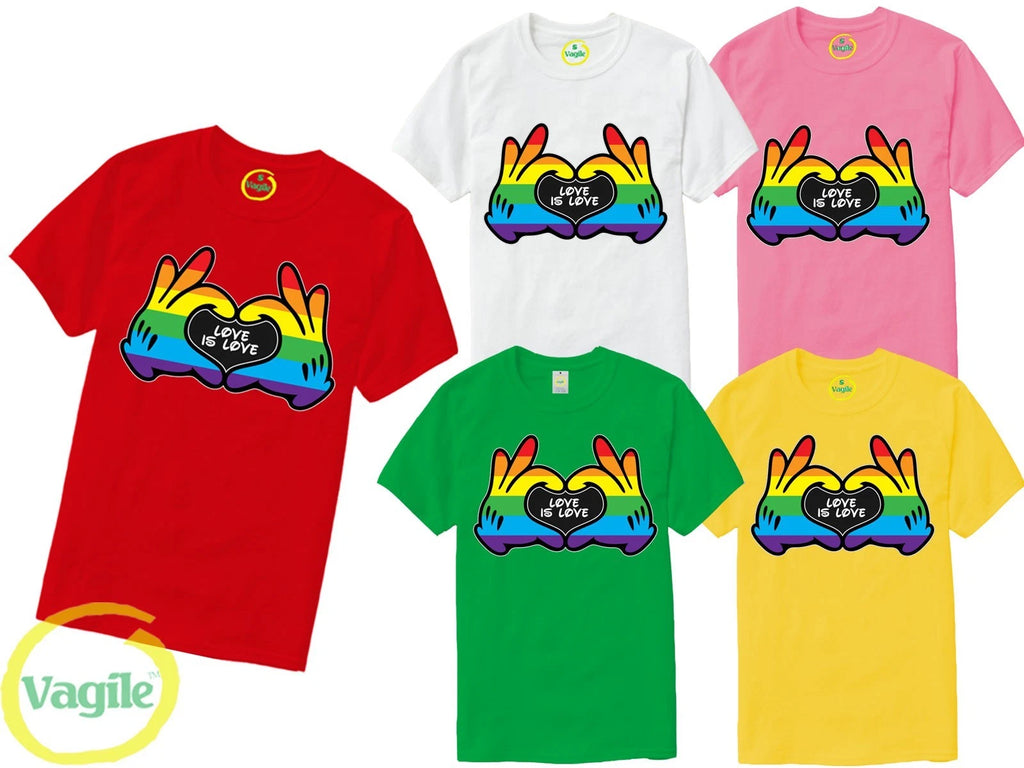 Hands Print Love Gay Pride T Shirt Rainbow Tshirt Lesbian LGBT Festival All Size