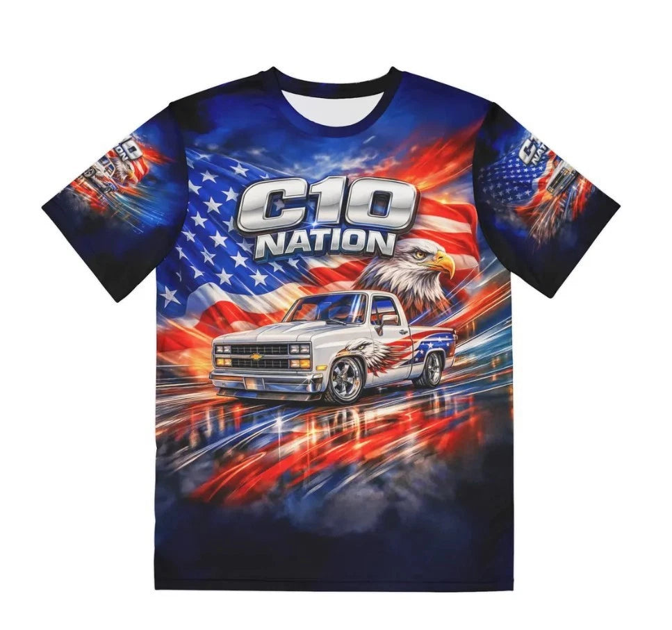 C10 Nation Shirt Patriotic Truck Tee American Flag Eagle Art Shirt Chevy C10 Pic