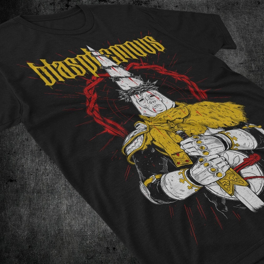 Blasphemous GAME OVER Graphic Tee - Video Games Shirt - Retro Gaming Tees for Ga