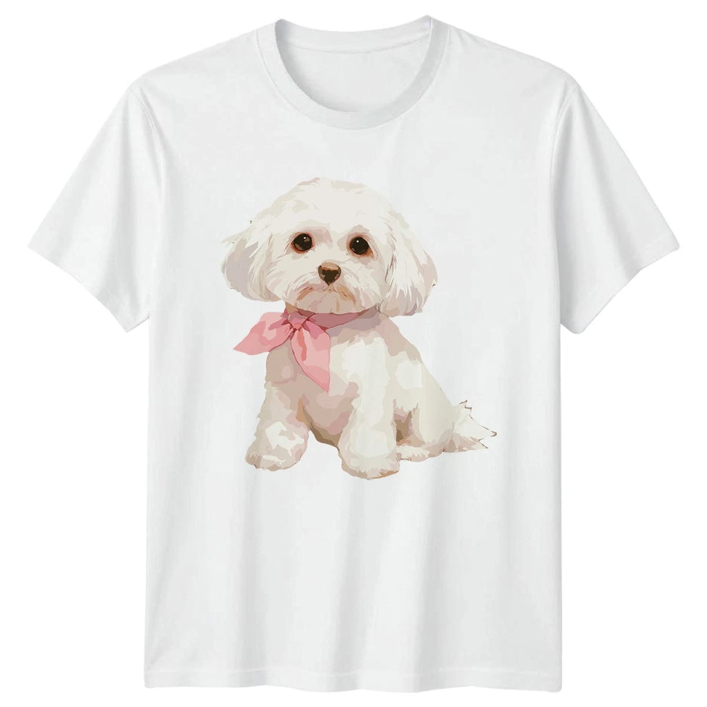 Cute White Puppy T-Shirt Small Dog Pet Lover Gift For Him And Her