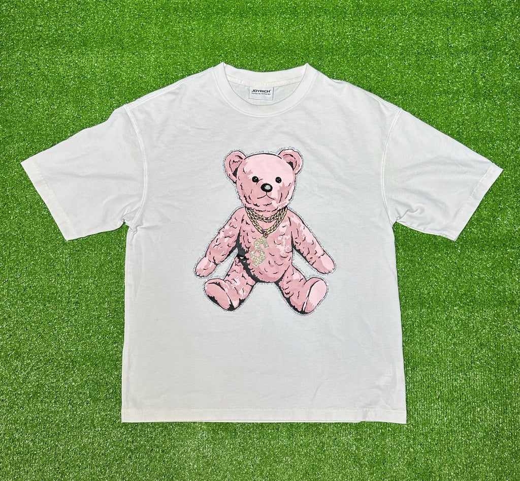 Joyrich Men's White Rock Bedazzled Teddy Bear T-Shirt Size Small - 100% Cotton