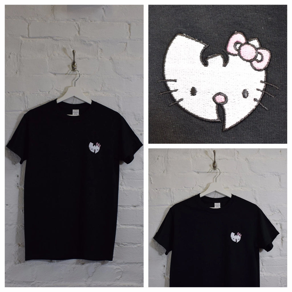 Actual Fact Wu x Kitty Hip Hop Cartoon Black Tee T-shirt
