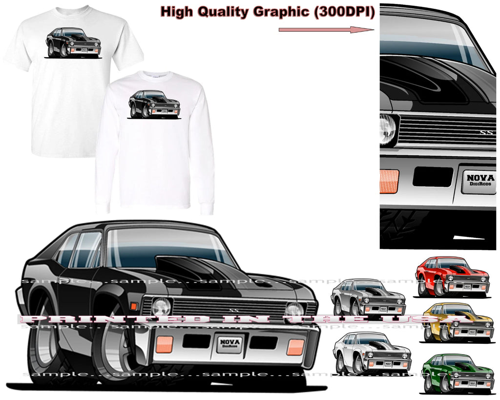DigiRods Chevy Nova 1970's Vintage Classic Muscle Cartoon Car T Shirt
