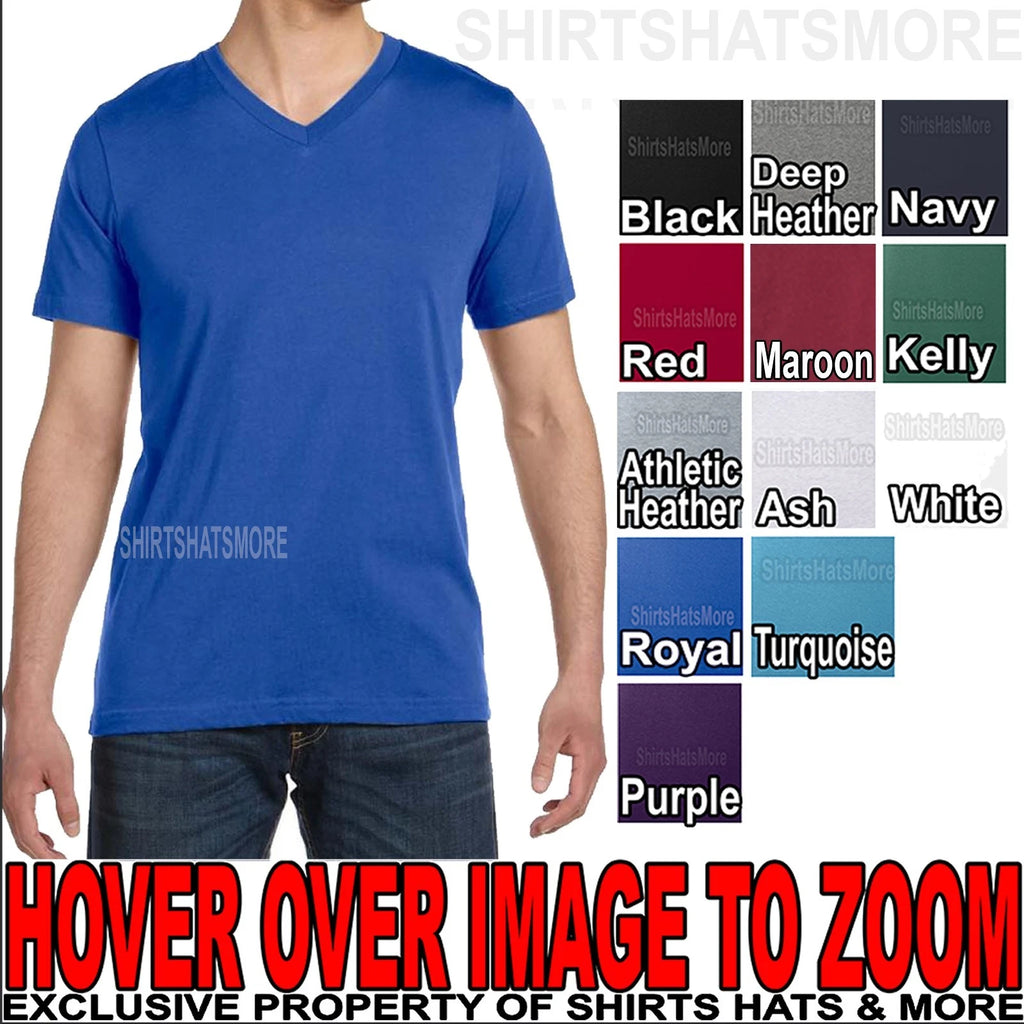 Canvas Mens V-Neck T-Shirt 100% Preshrunk Combed Ringspun Soft Cotton XS-2XL NEW