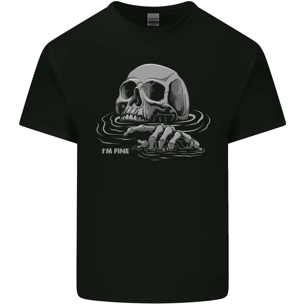 Drowning Skull Im Fine Mens Cotton T-Shirt Tee Top