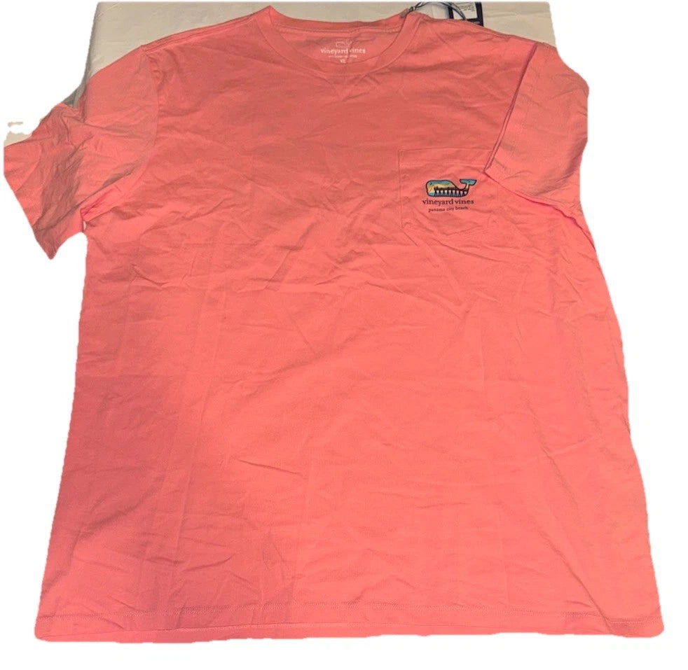 NWT Vineyard Vines Panama City Beach Pocket T-Shirt Men's Strawberry Pink