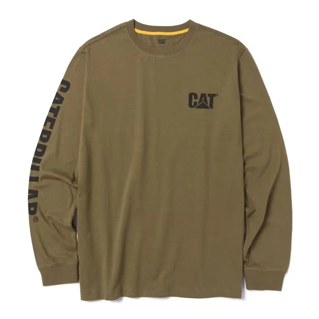 Caterpillar Men Trademark Banner Long Sleeve Tee Apparel Accessories Cotton