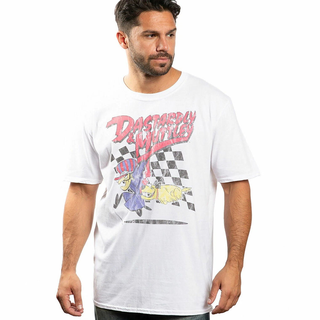 Official Wacky Races Mens Dastardly & Muttley T-shirt White S - XXL