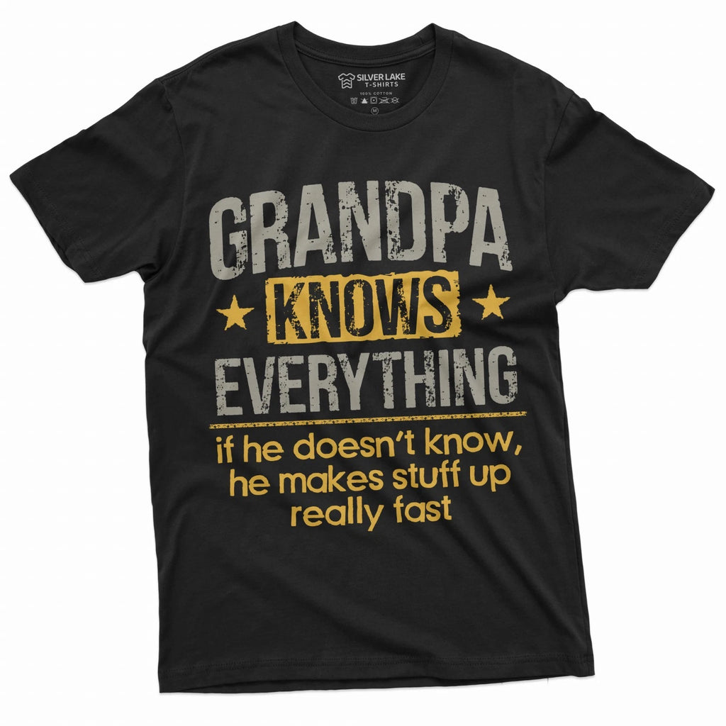 Grandpa Funny Grandfather knows everything humorous father's day papa tee shirt