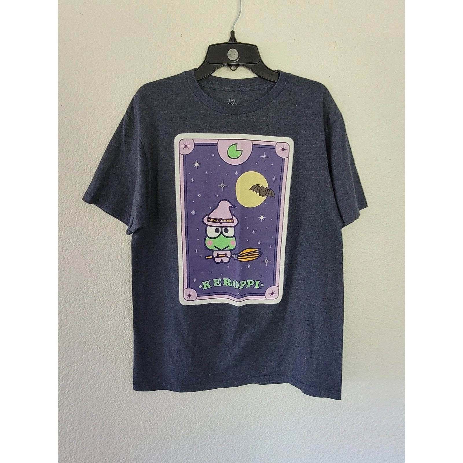 Sanrio Keroppi Halloween Witch Tarot Card Graphic T-Shirt Heather Gray Med #16