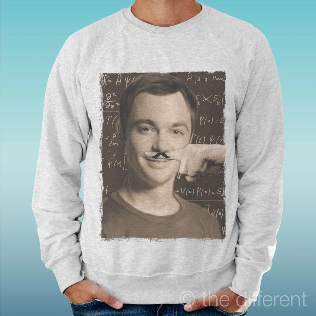 Felpa Man Light Sweater Light Grey " Sheldon Cooper Moustache Mustache "