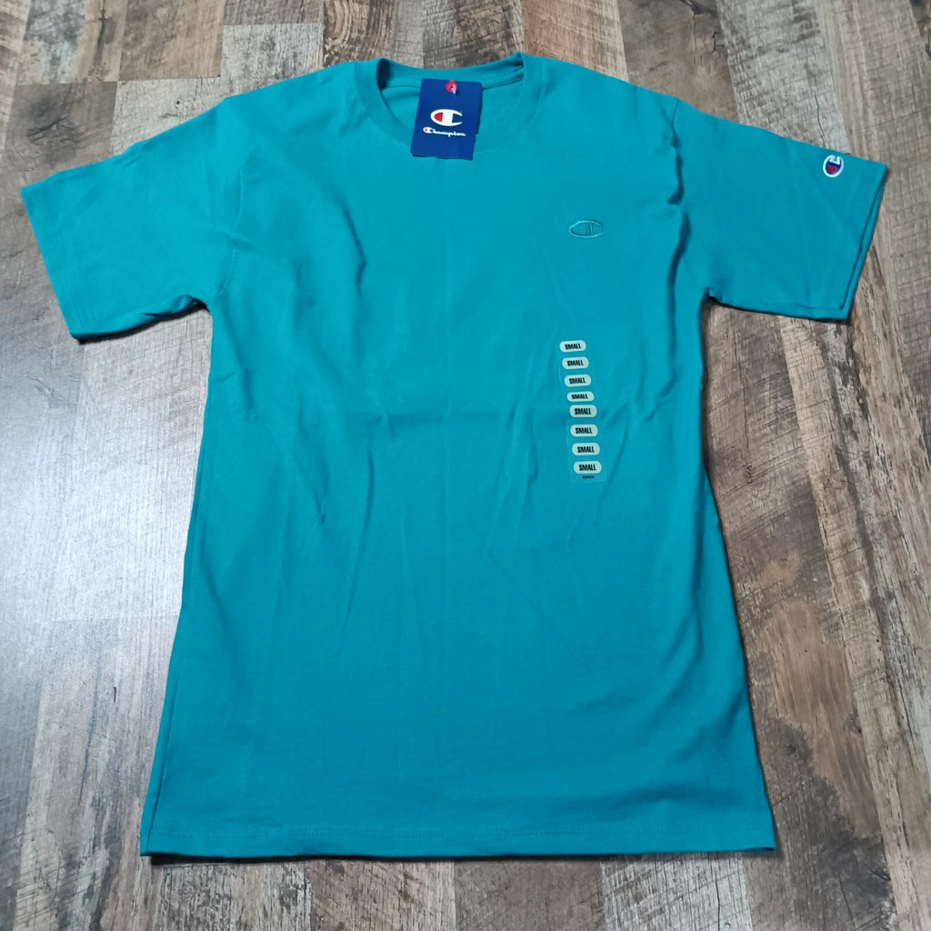 Champion T-Shirt Men's S Small Green Short Sleeve Crew Neck Pullover Cotton