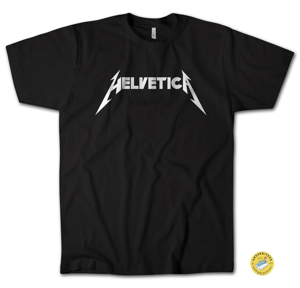 HELVETICA T-Shirt • Font Lovers Graphic Design Metallica Heavy Metal Parody Tee
