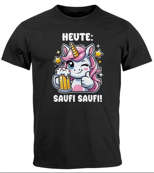 Mens T-Shirt Alcohol Beer Unicorn Party Shirt Celebration Fun Shirt Saying Funny