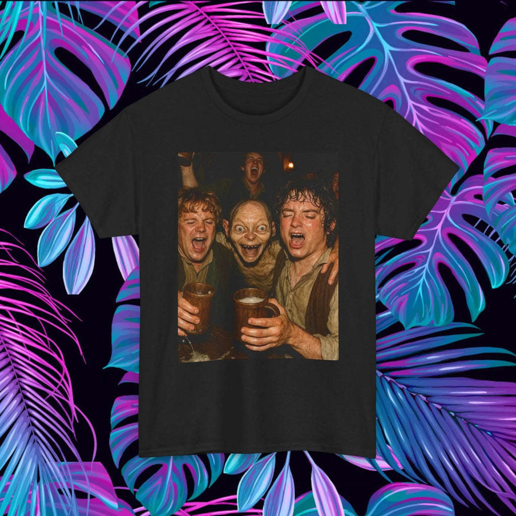 LOTR Hobbits & Gollum Drinking Beer Funny Tavern Meme T Shirt