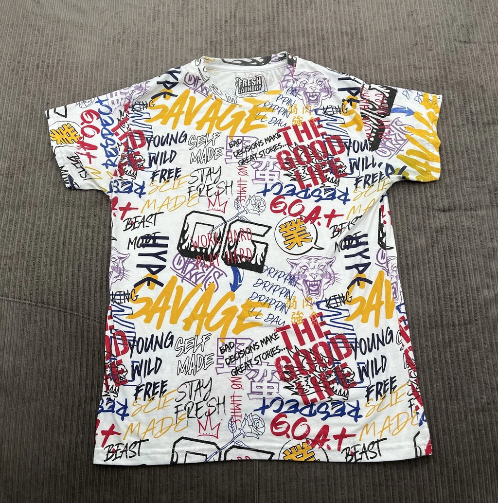 Fresh Laundry Graffiti Style T-Shirt Adult Large Multi-Color Streetwear Men.
