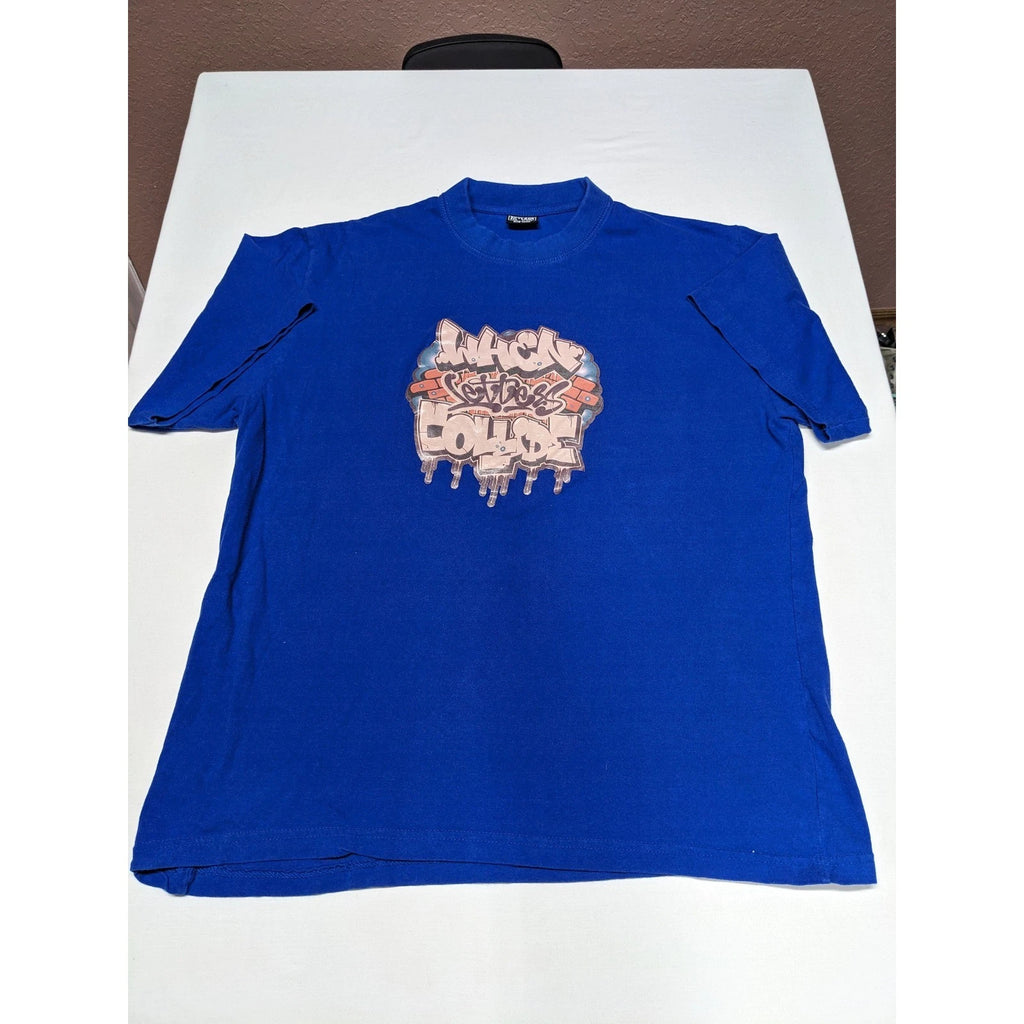 Skyland Tees Mens 2XL Royal Blue Graffiti Graphic When Letters Collide T-Shirt