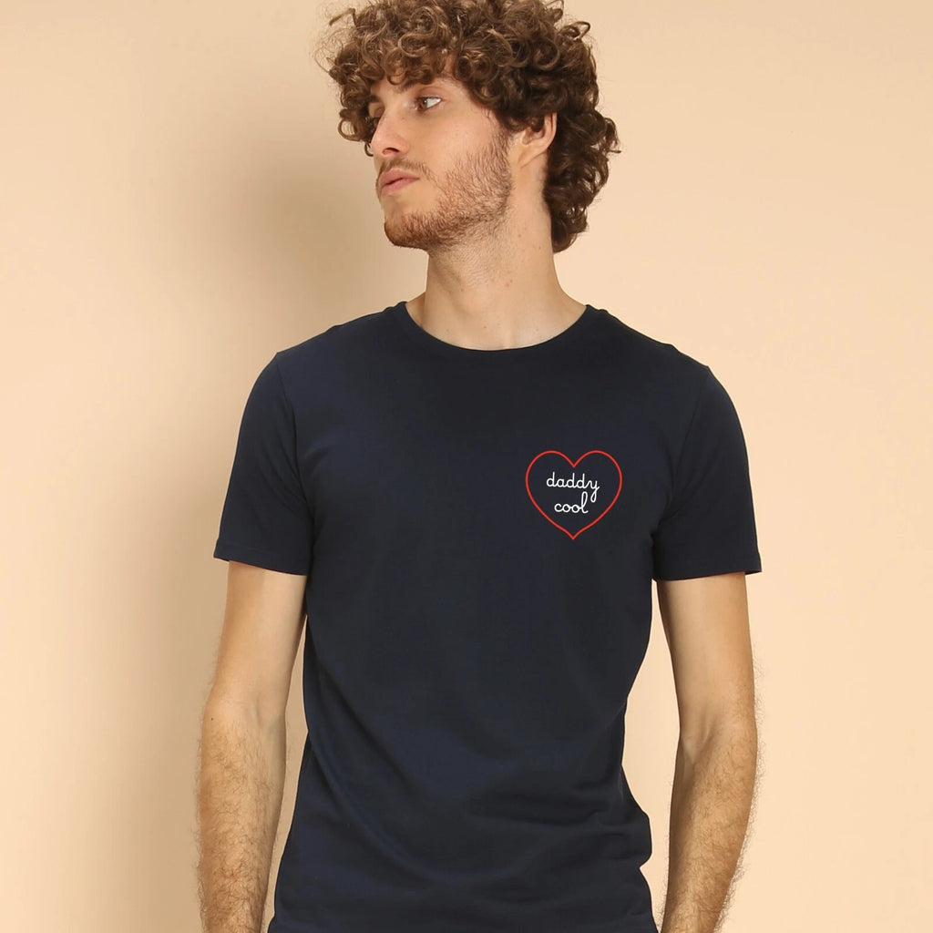 Men's Short Sleeve T-Shirt DADDY COOL - HEART Navy Blue