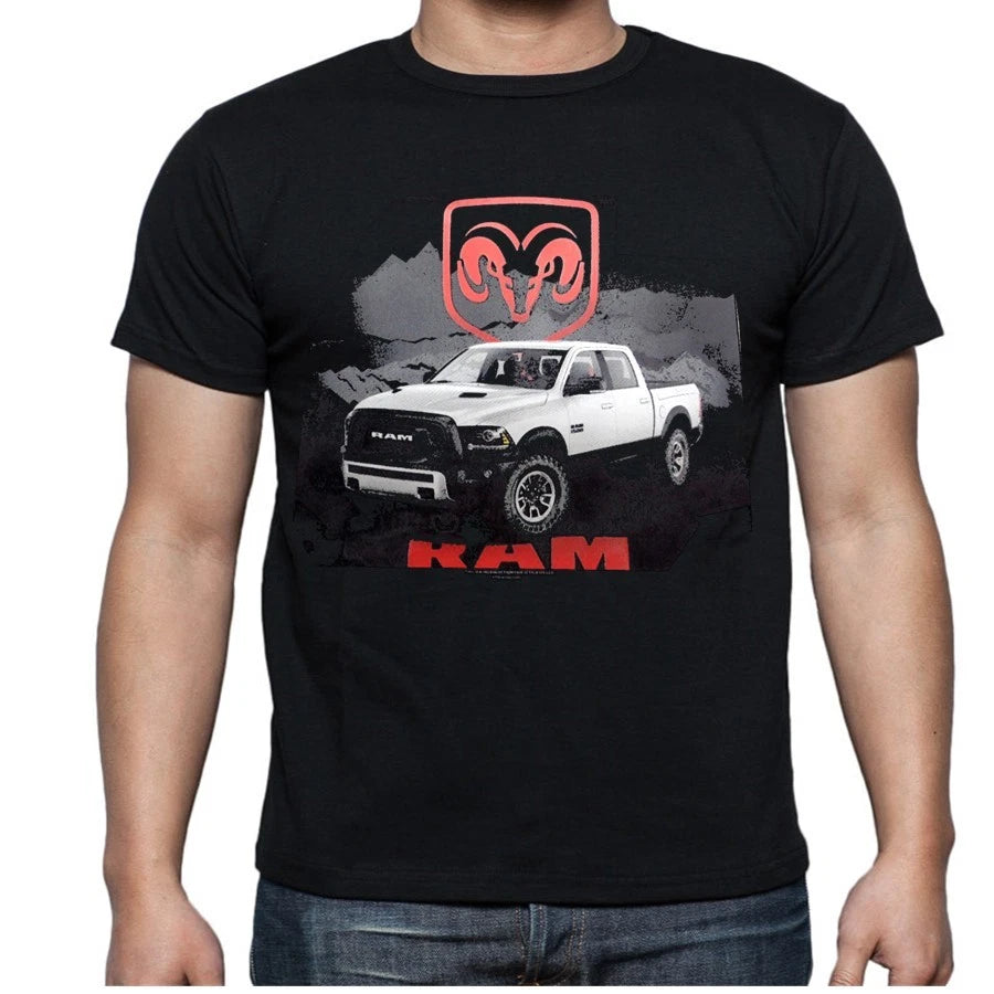 Ram White Truck Hemi Shield Logo Tee Cool t'shirt Black Dodge