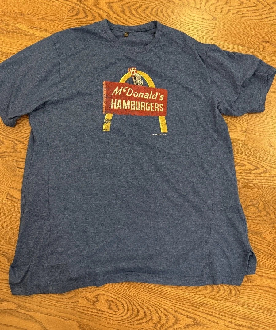 McDonald's 15 Cent Hamburgers Retro Blue T-Shirt Mens XL