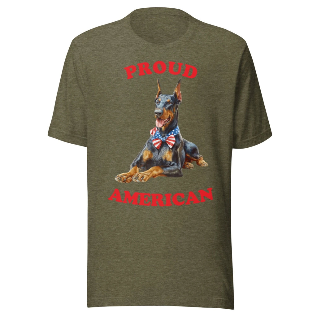 DOBERMAN SHIRT - PATRIOTIC 4TH JULY AMERICAN ADULT TEE - ALL SIZES - OLIVE