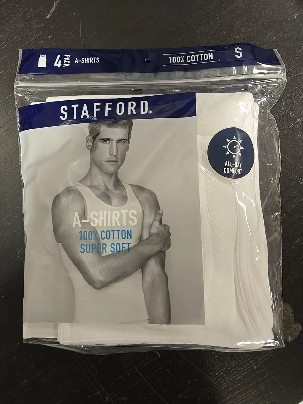 Stafford 4Pk Men Super Soft White 100% Cotton A-Shirts