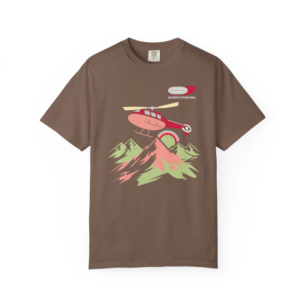 Air Services International Intl. Helicopter Mountains Retro Napoleon Tee T-Shirt