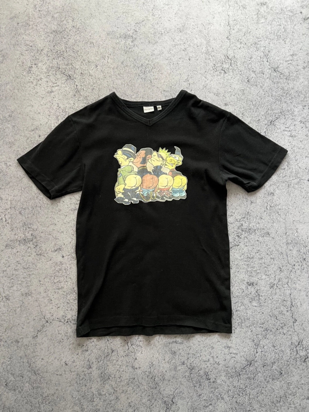 Humor T-Shirt Funny Y2K Tee Black V-Neck men’s size Medium Cotton