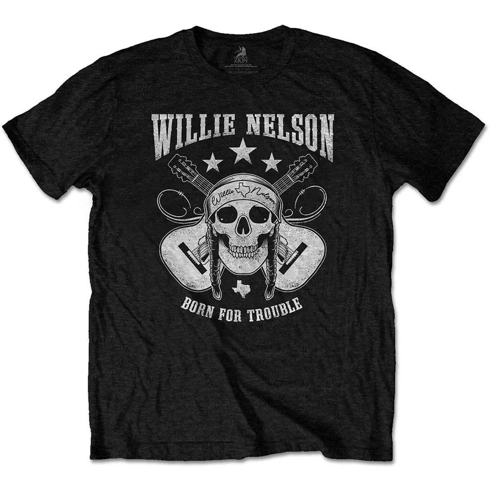 Men's Willie Nelson Skull Slim Fit T-shirt Small Black