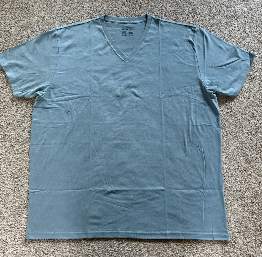 New Fresh Clean Threads Men's T -shirt V-neck, 3XB, Harbor Mist