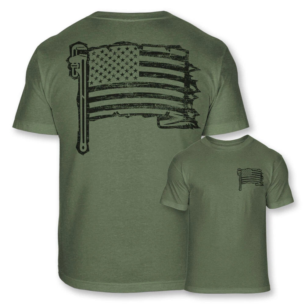 Patriotic Plumber American USA Flag Plumbing Pipe Wrench Soft Blend Shirt - A54