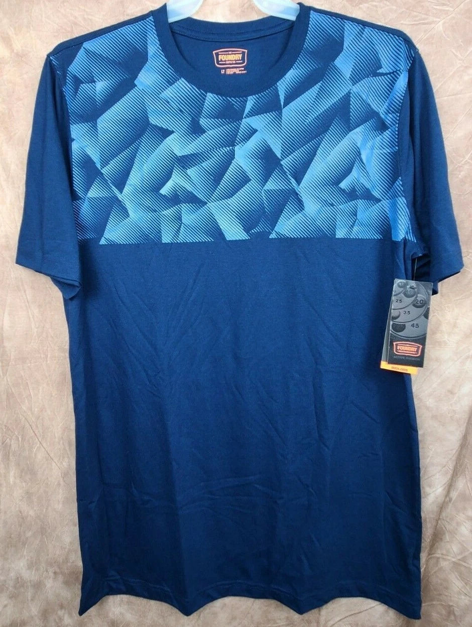 LT Foundry Blue with Slate Blue Stripes T-Shirt Men's Big & Tall Loose Fit
