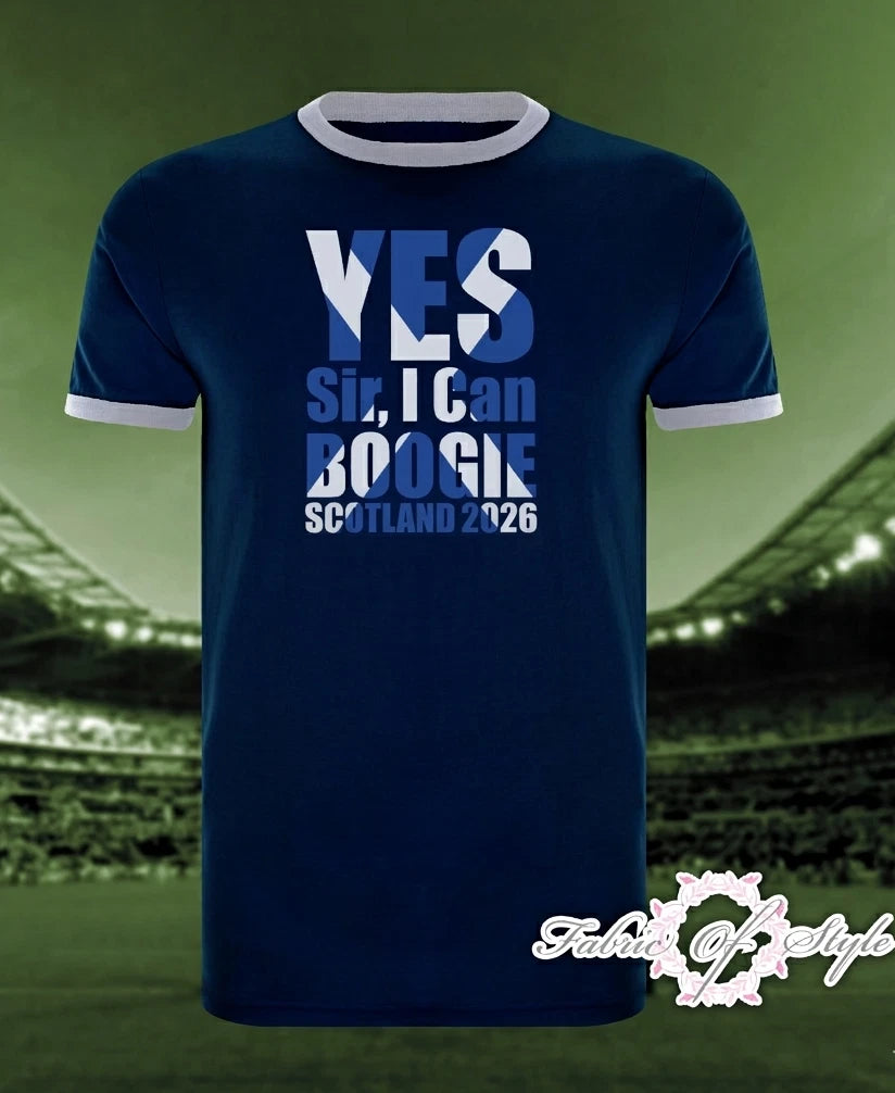YES Sir, I can BOOGIE! SCOTTISH Flag Scotland  T-shirt Ringer l Navy 2026