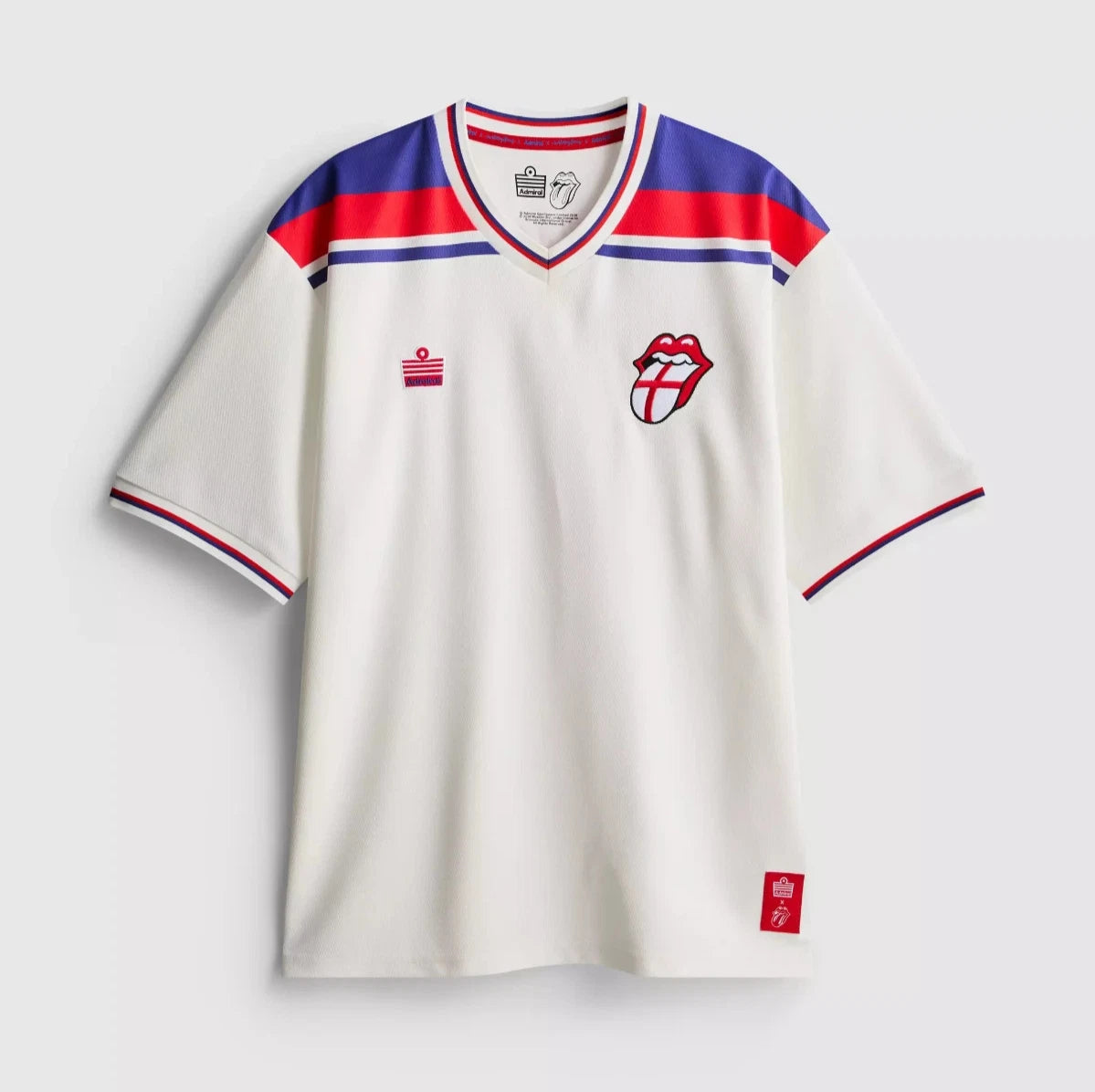 The Rolling Stones Football White Mesh T-Shirt-England-XS-2XL