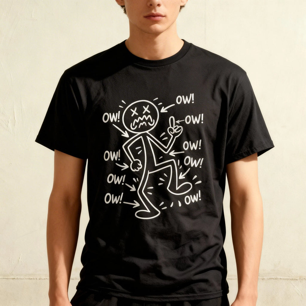 Ow Ow Ow Comedy Stick Character T-Shirt, Funny Chronic Pain Meme Shirt