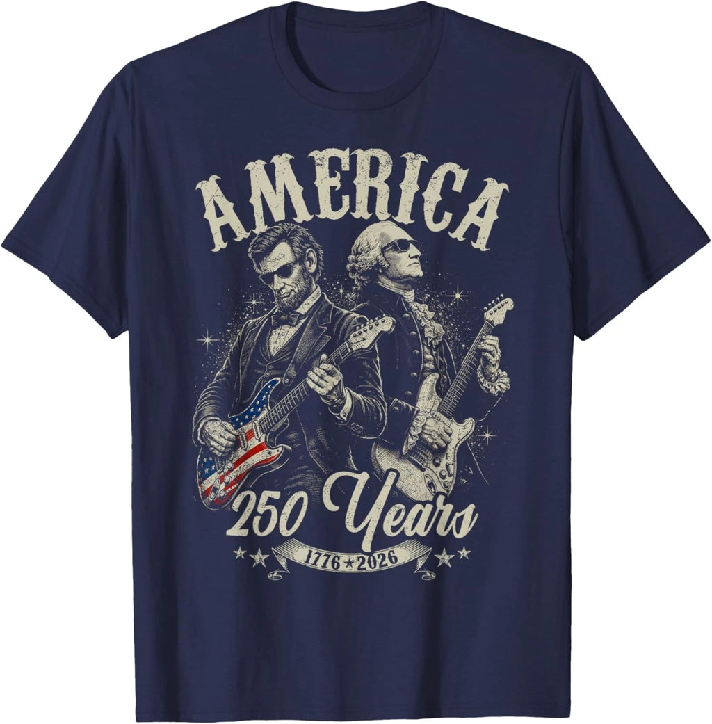 George Washington Lincoln Playing Guitar Abe Lincoln 250th Unisex T-Shirt