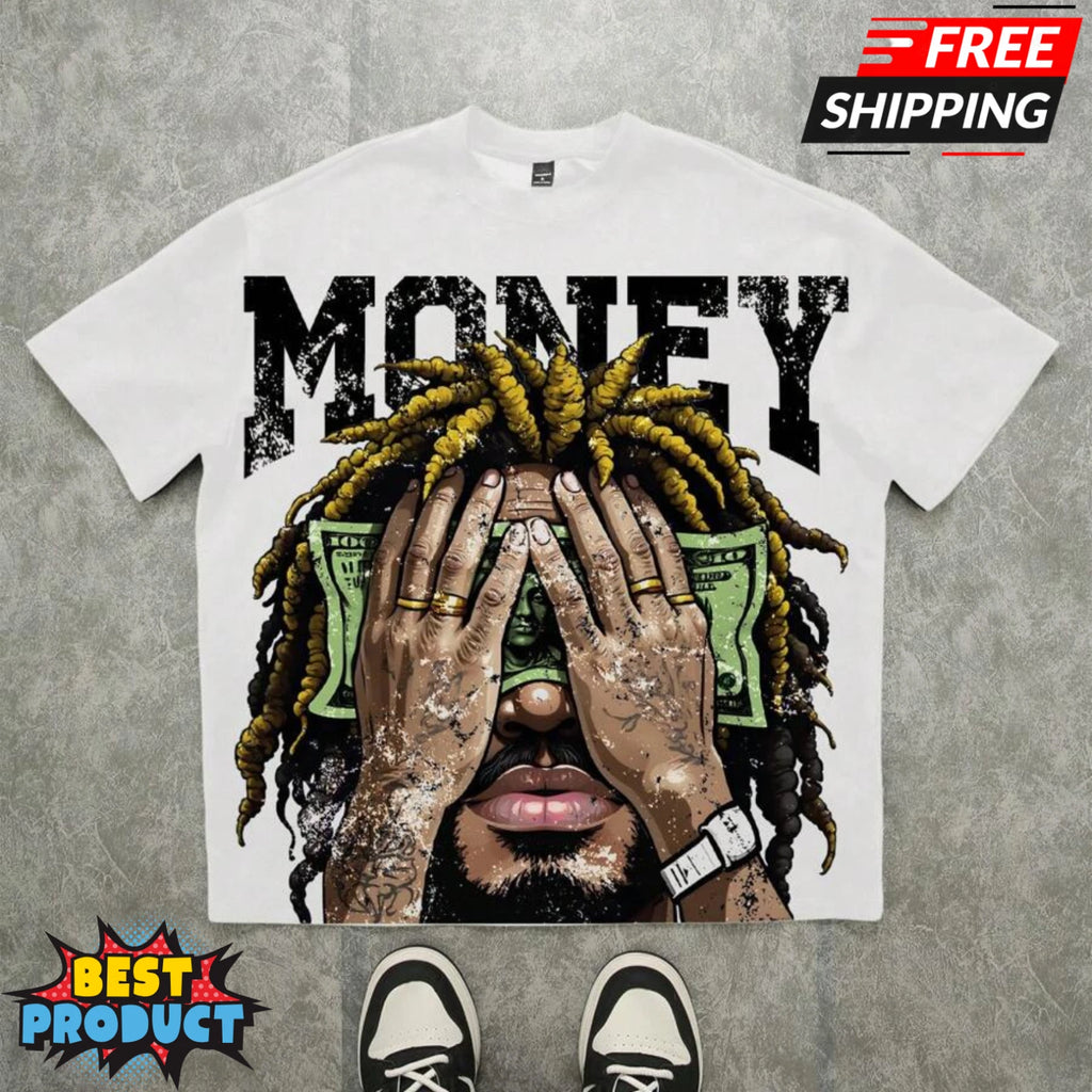 Oversized Hip Hop Graphic T Shirt Dollar Money Print Streetwear Tee Top for Men
