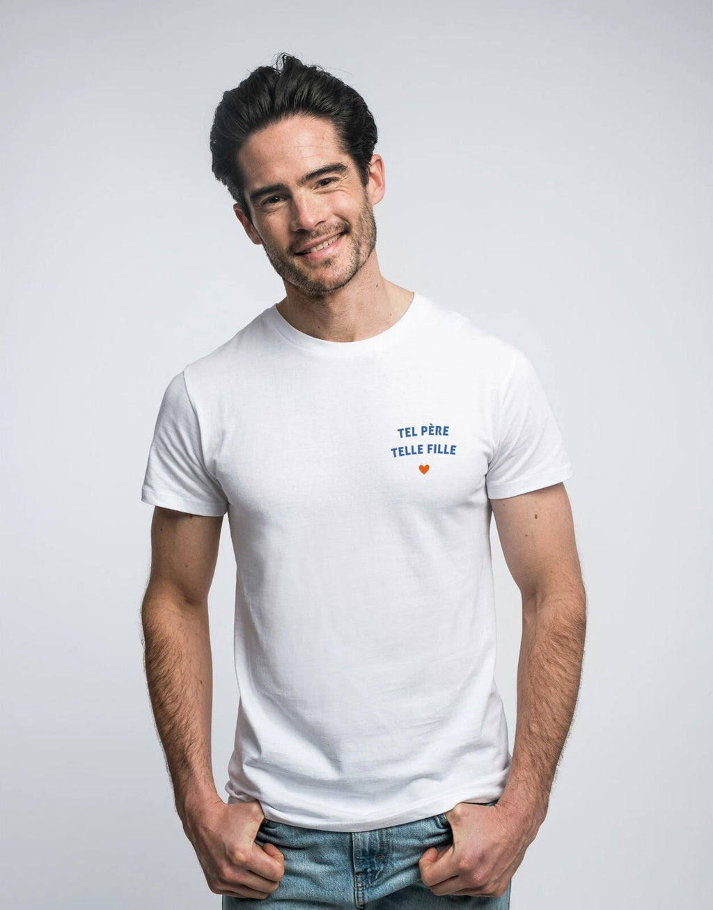 Men's Short Sleeve T-Shirt White, LIKE FATHER LIKE DAUGHTER HEART